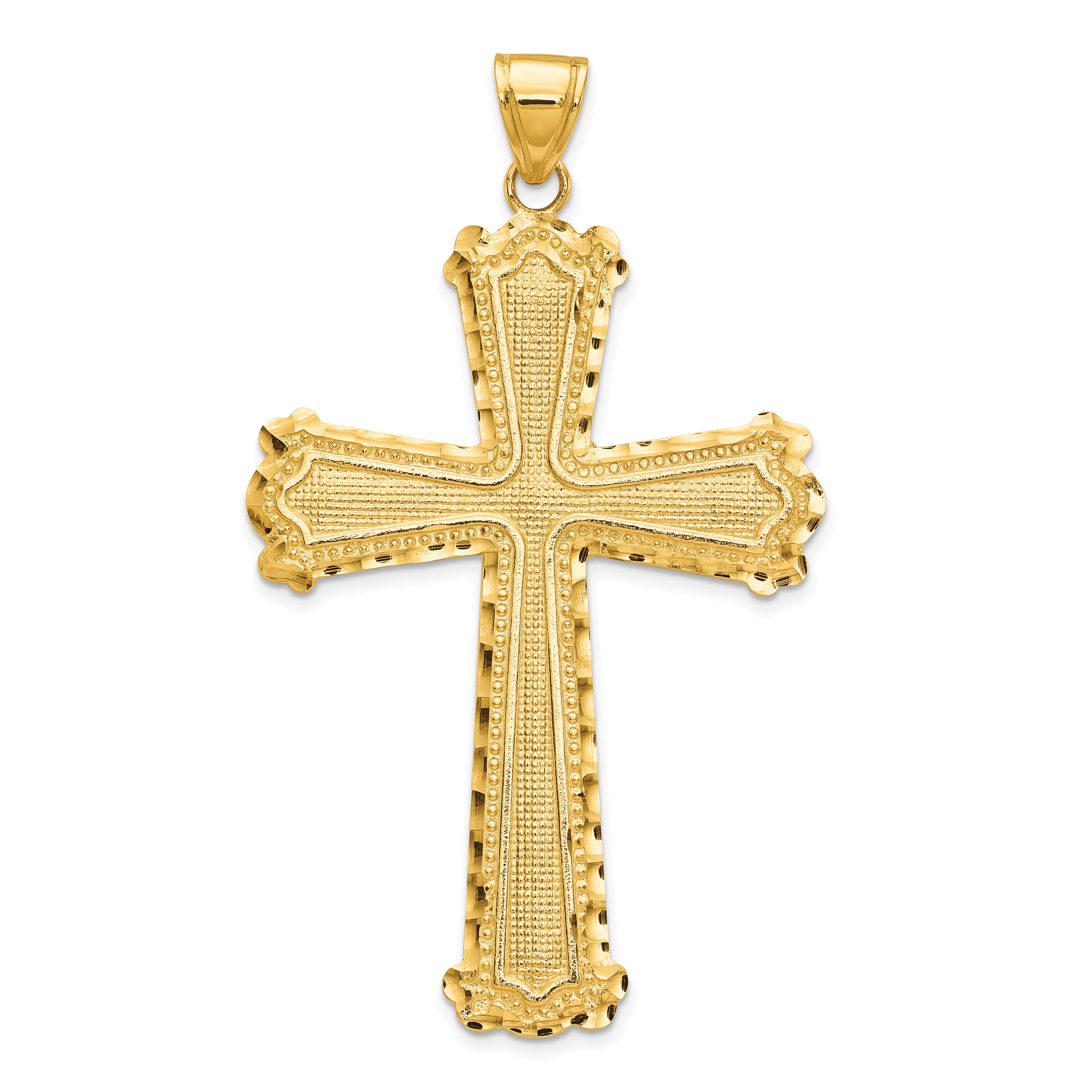 14K Diamond-cut Cross Pendant