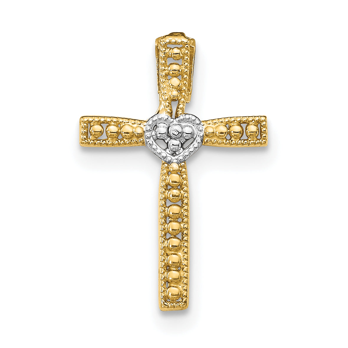 14k w/Rhodium Cross Pendant