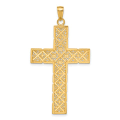 14K Gold and Rhodium Latin Cross Pendant  Solid, Two-Tone, Elegant Design