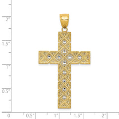 14K Gold and Rhodium Latin Cross Pendant  Solid, Two-Tone, Elegant Design