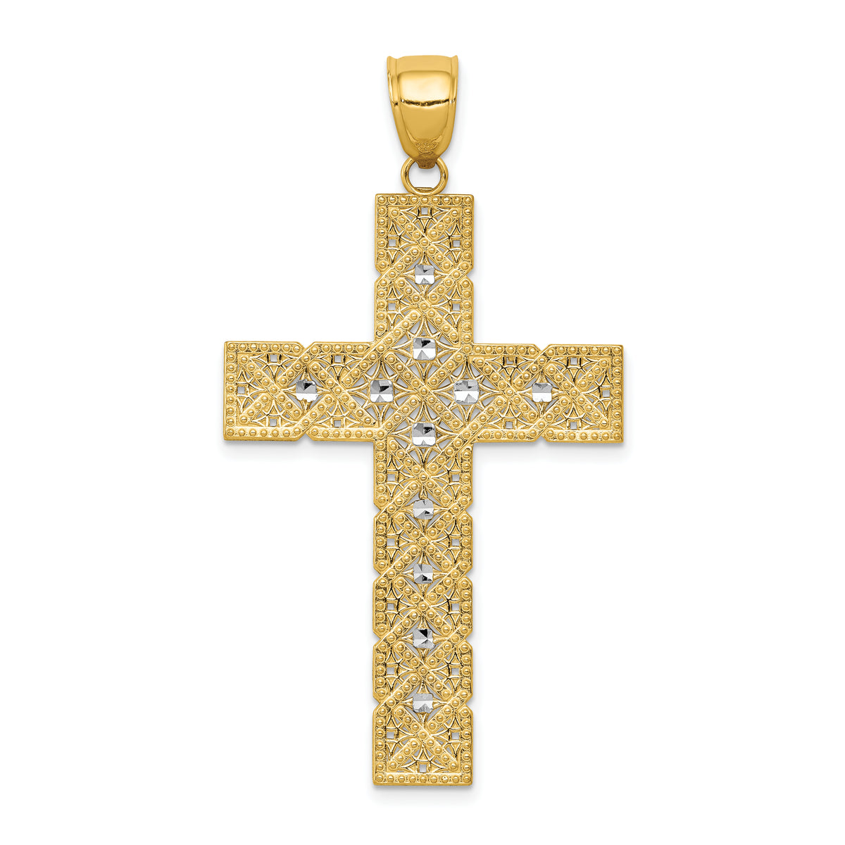 14K w/Rhodium Latin Cross Pendant