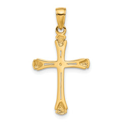 14K Gold Cross Pendant with Triangle Tips and Flat Back Design