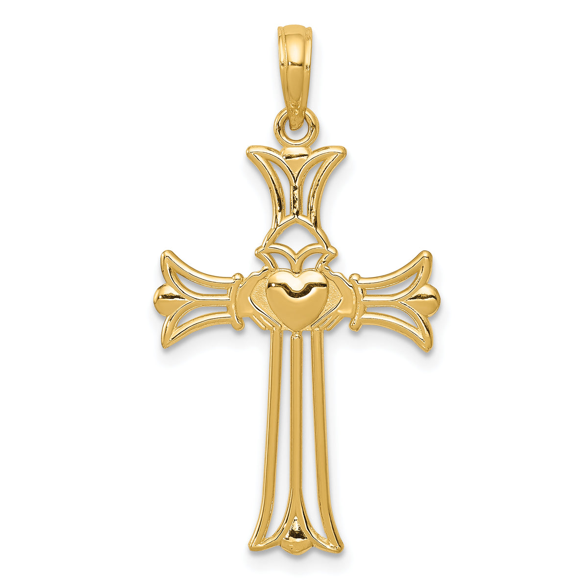 14K Claddagh Cross Pendant