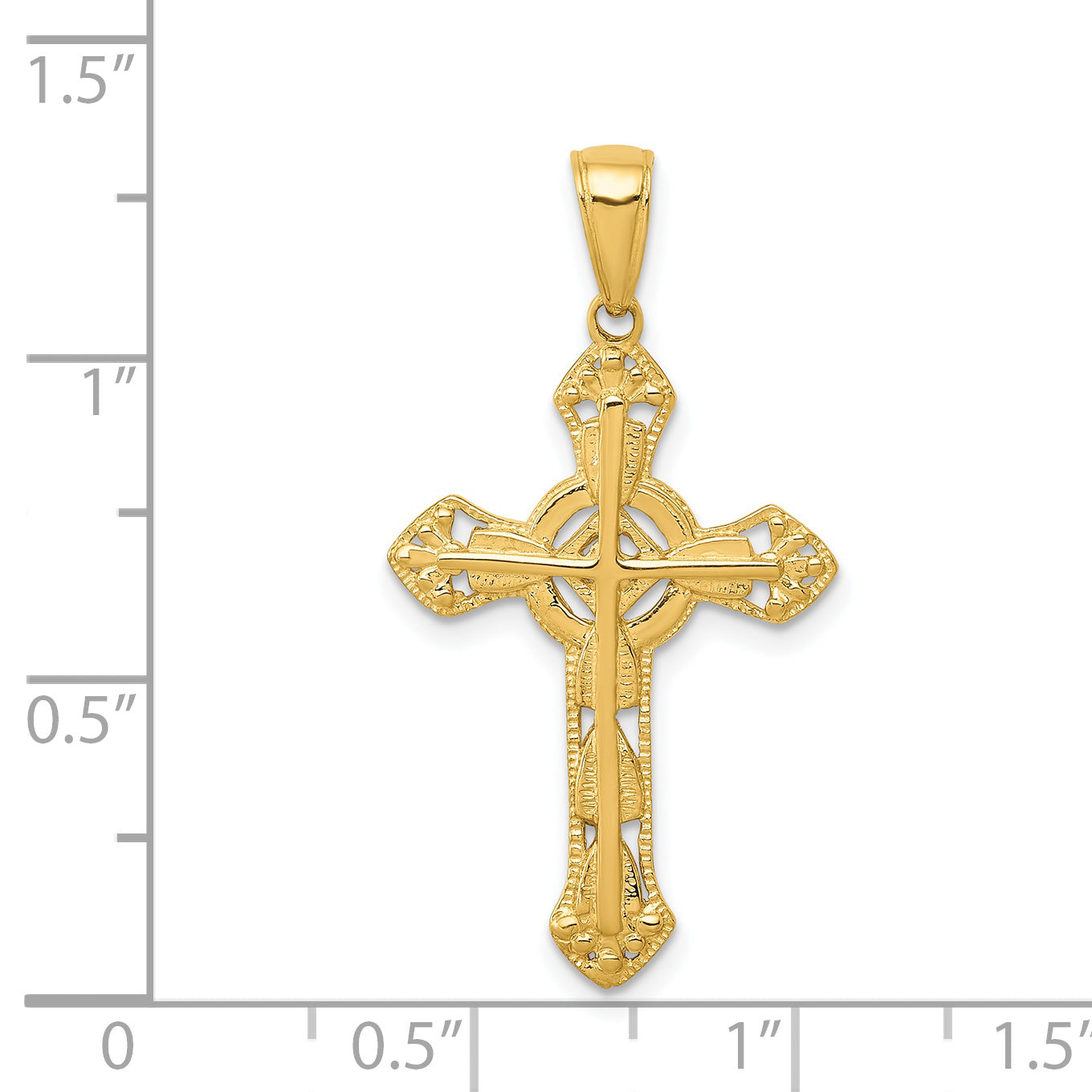 14K Gold Fancy Cross Pendant with Textured Finish  Elegant & Solid Design