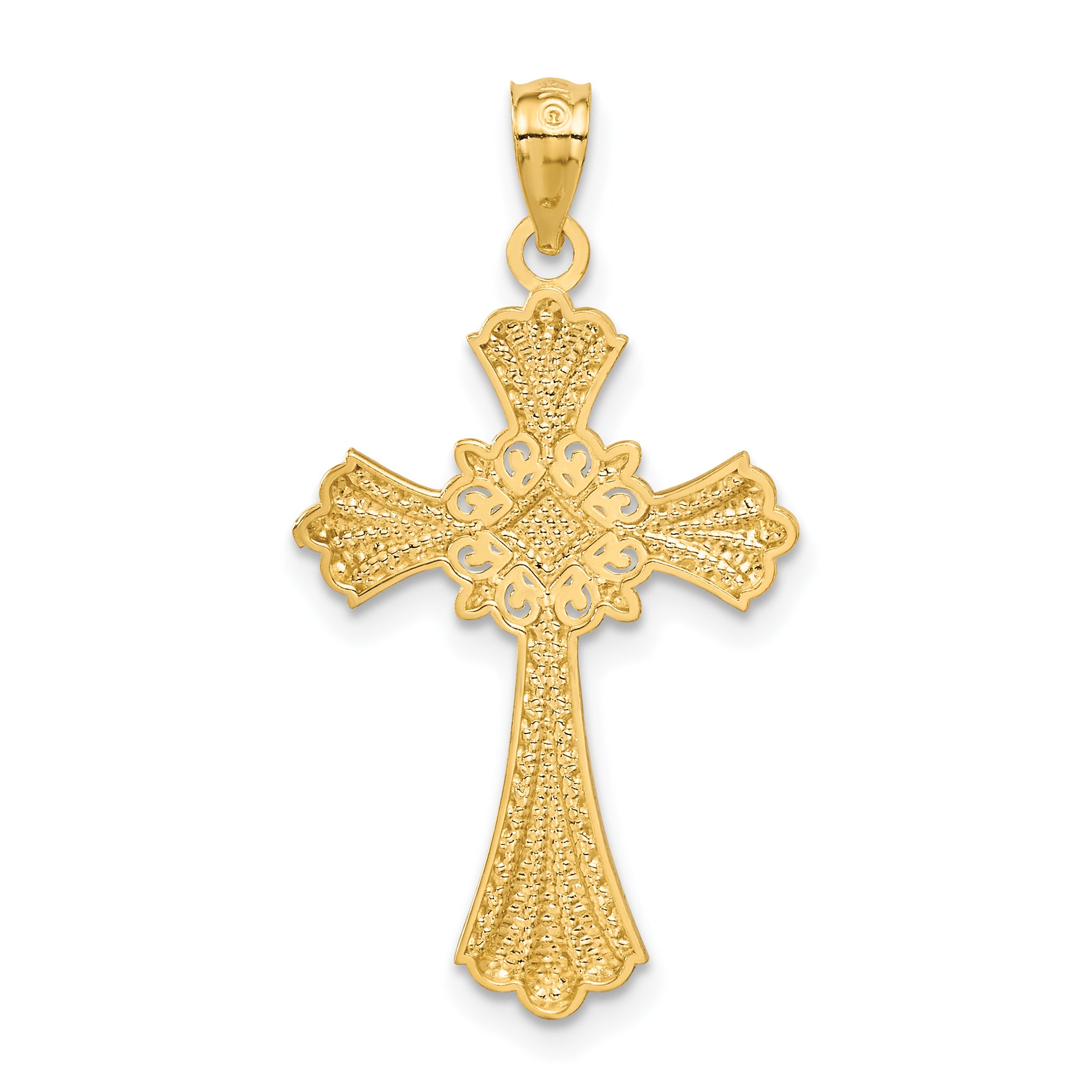 14k with White Rhodium Cross Pendant