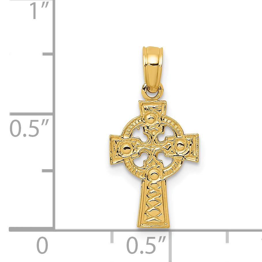 14K Celtic Cross w/Eternity Circle Pendant