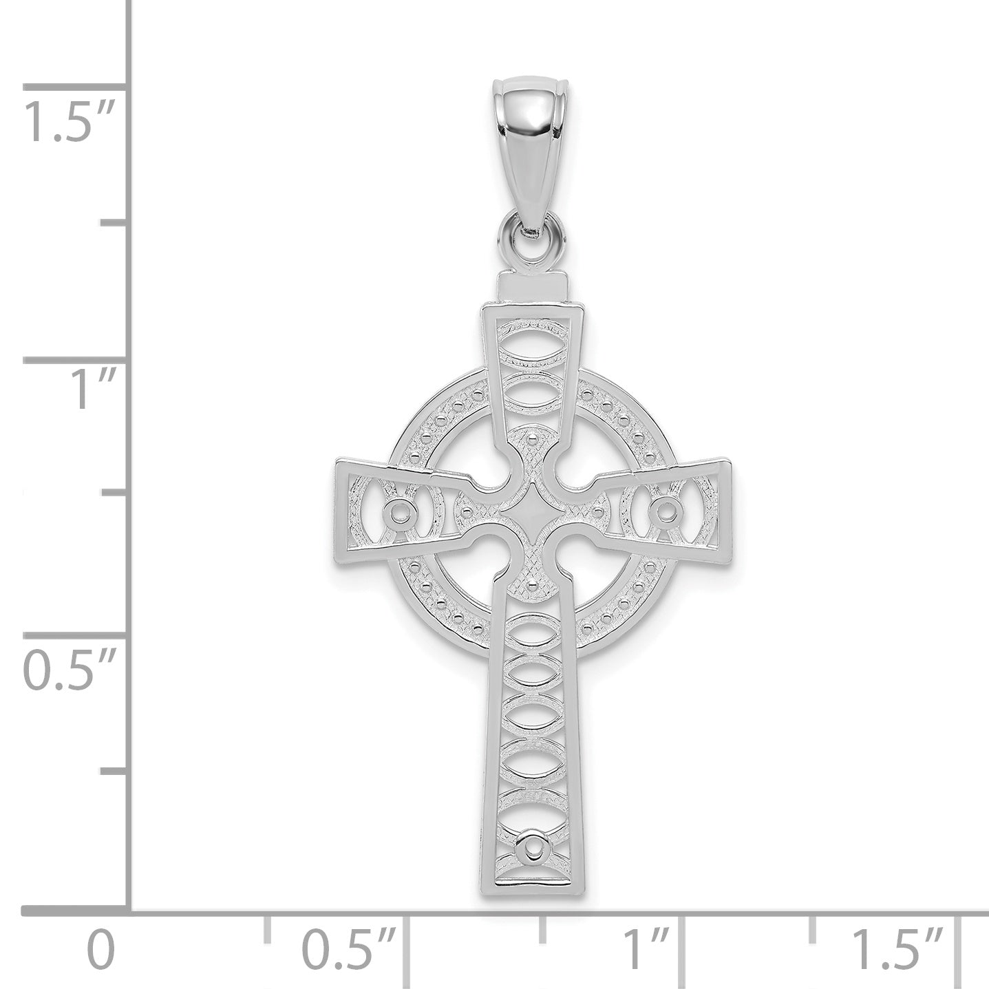 14K White Gold Celtic Cross w/Eternity Circle Pendant