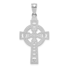 14K White Gold Celtic Cross w/Eternity Circle Pendant