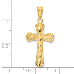 14K Gold Cross Pendant with Diamond-Cut Beveled Edges Solid & Casted