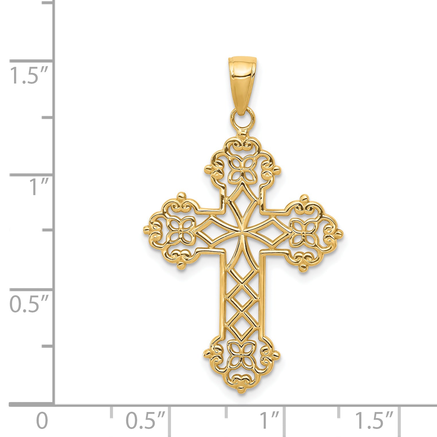 14K Lacey Budded Cross Pendant