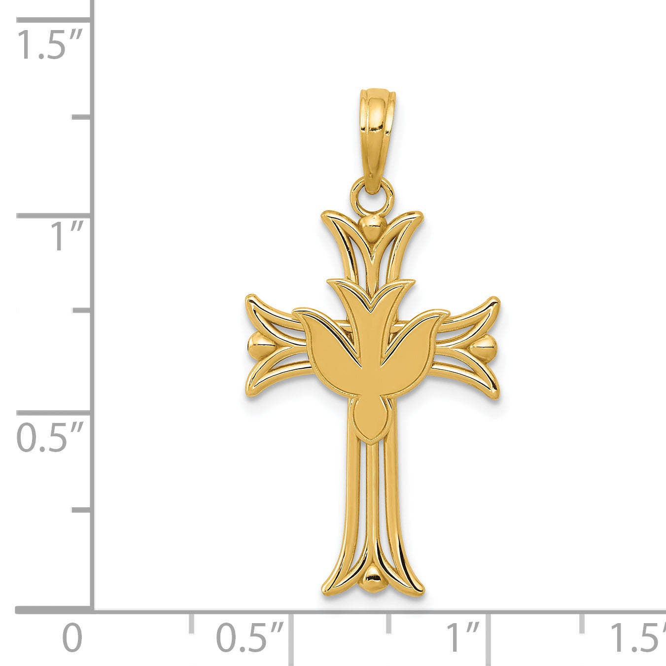 14K Dove on Cross Pendant