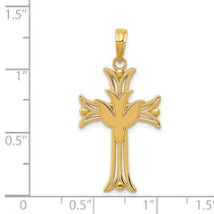 14K Dove on Cross Pendant