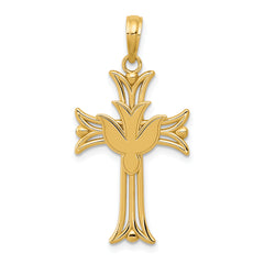 14K Dove on Cross Pendant