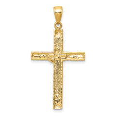 14K Gold Crucifix Pendant with Polished Finish and Solid Cast Design