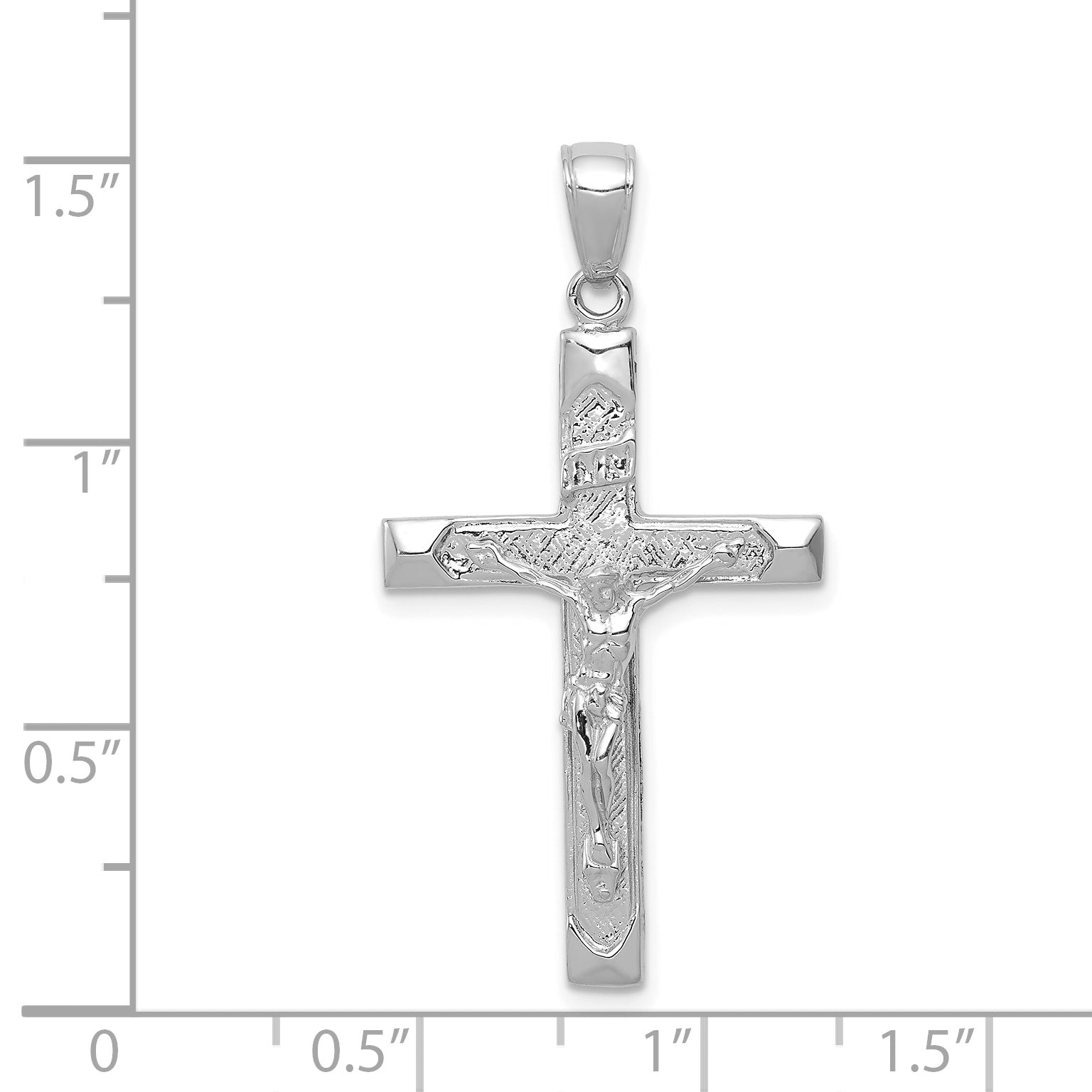 14K White Gold Crucifix Pendant