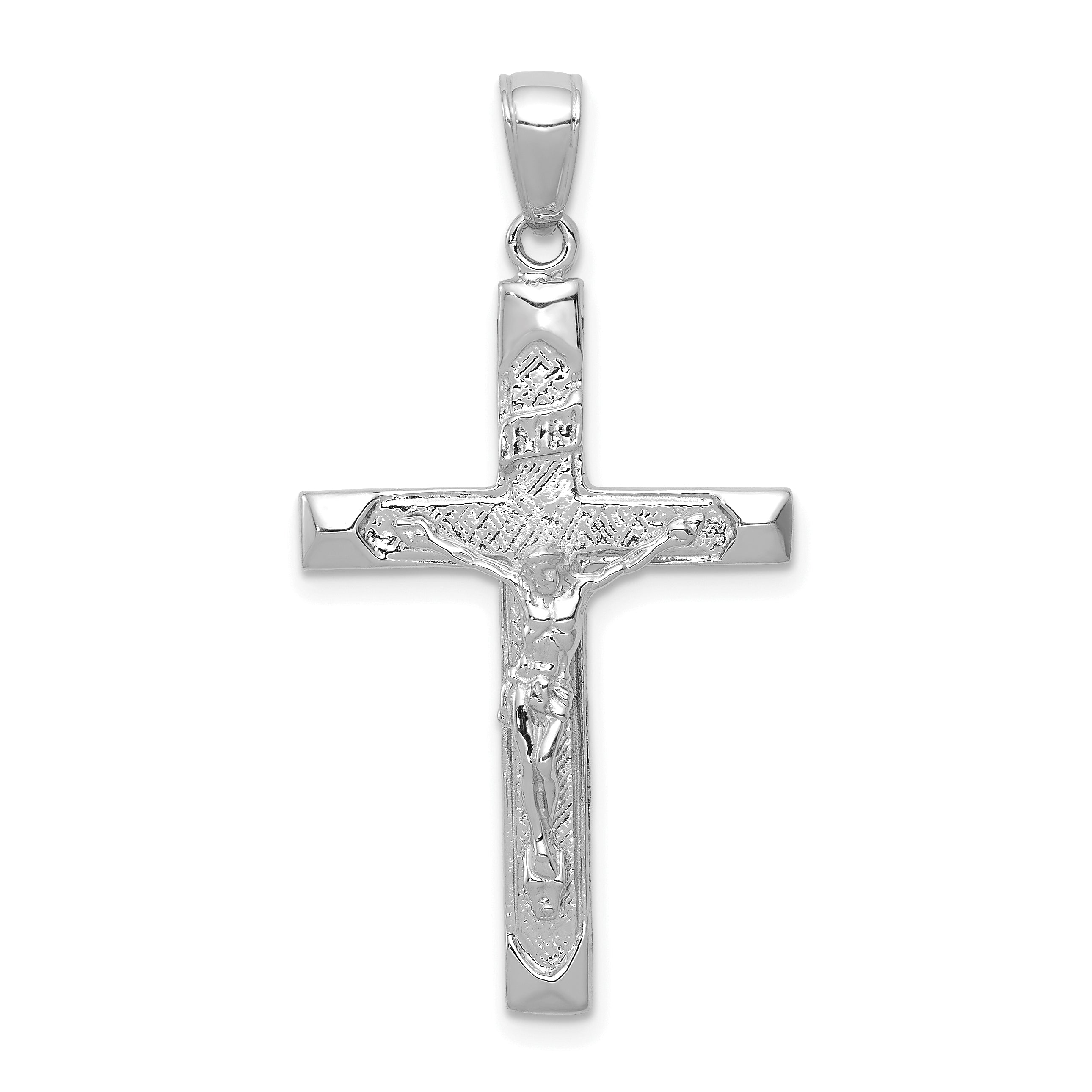 14K White Gold Crucifix Pendant