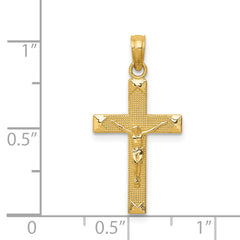 14K Beveled Tipped Crucifix Pendant