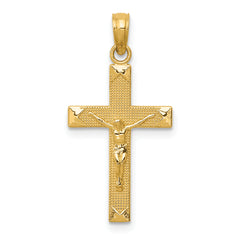 14K Beveled Tipped Crucifix Pendant