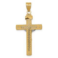 14K Two-tone Diamond-cut Lattice Cross w/Crucifix Pendant