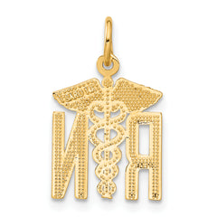 14K Gold RN Nurse Charm with Brushed Finish  Elegant, Themed Jewelry