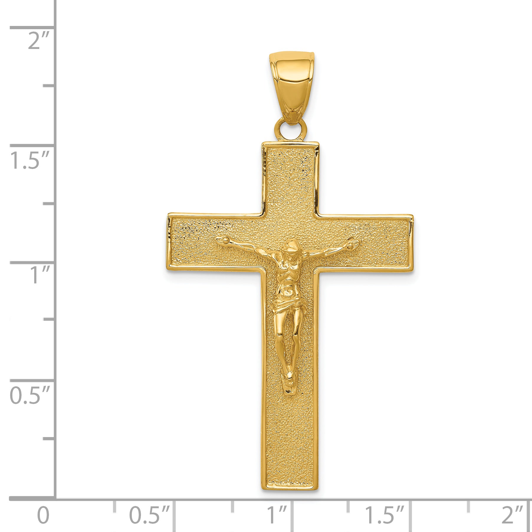 14K Textured Crucifix Latin Cross Pendant