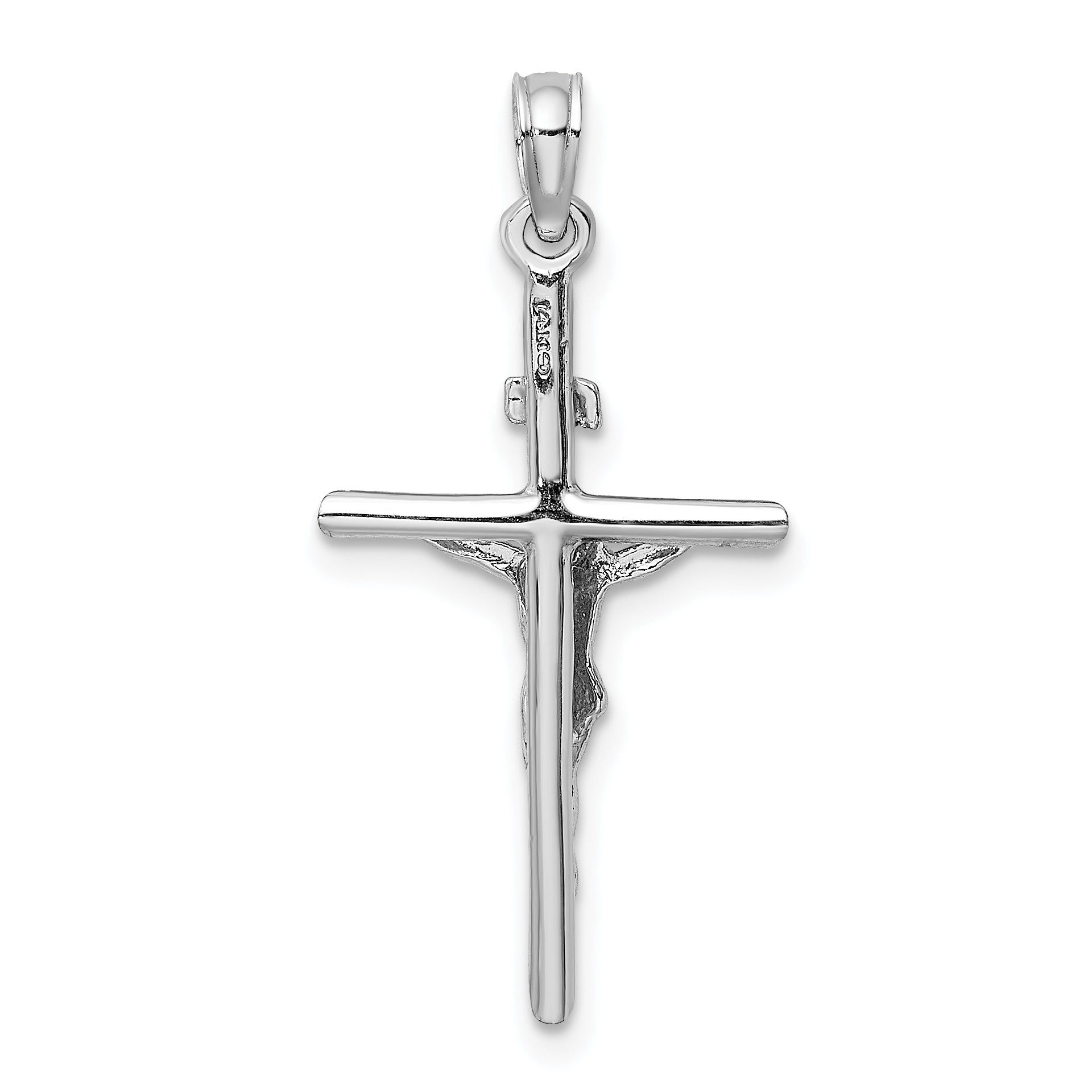 14K White Gold Stick Style Crucifix Pendant