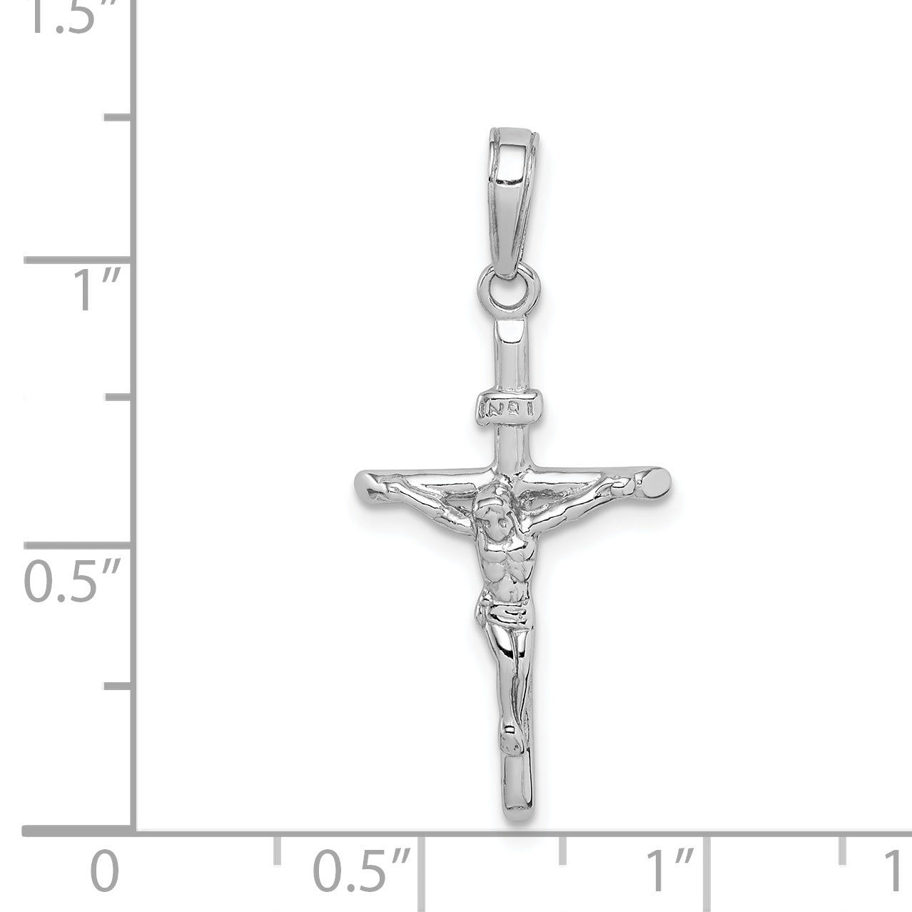 14K White Gold Stick Style Crucifix Pendant