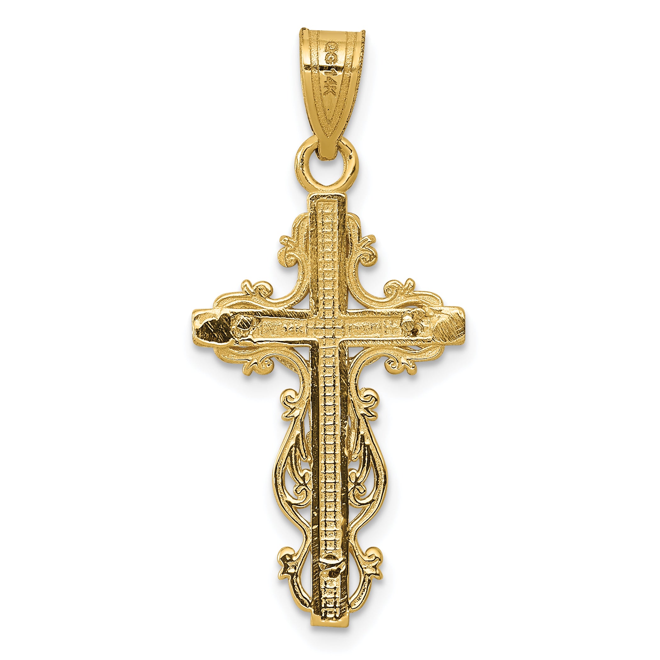 14K Two-tone Small Narrow Cross w/Crucifix Pendant