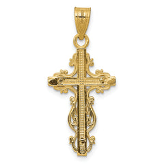 14K Two-Tone Gold Crucifix Pendant Elegant, Small, Narrow Design