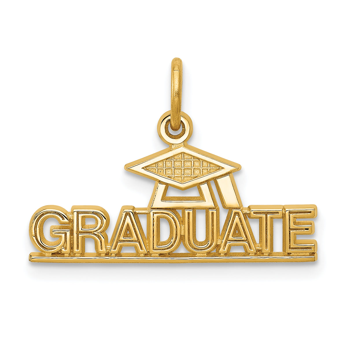 14K Gold Polished Graduate Cap Charm  Elegant Themed Pendant