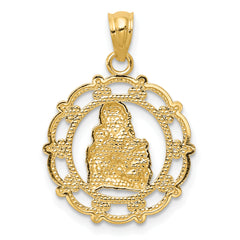 14K Gold and Rhodium Mother and Baby Pendant with Polished Finish