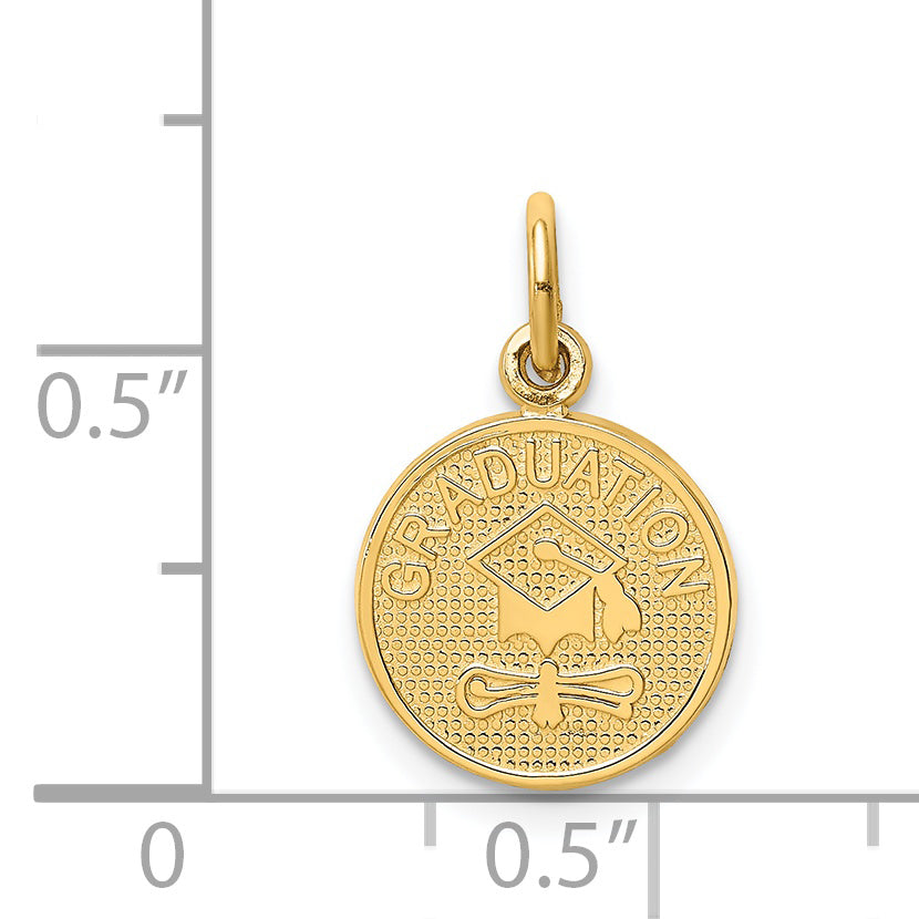 14K Gold Graduation Charm with Textured Back – Elegant Gift-Ready Design