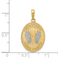 14K Gold Reversible Guardian Angel Pendant with Rhodium Accents