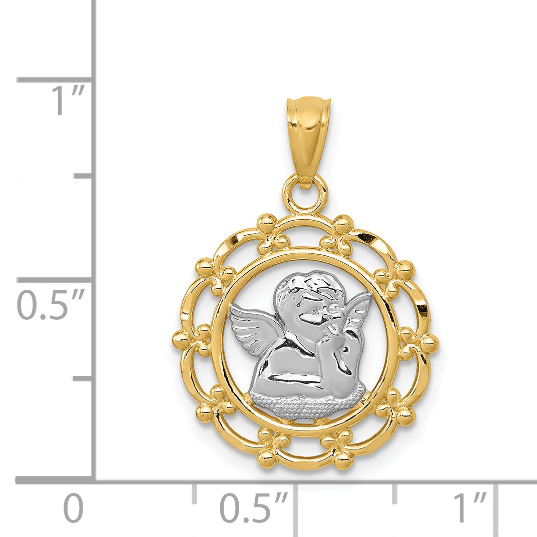 14k w/Rhodium Angel Pendant