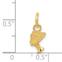 14K Gold Nefertiti Charm Pendant Solid, Flat Back, Themed Design