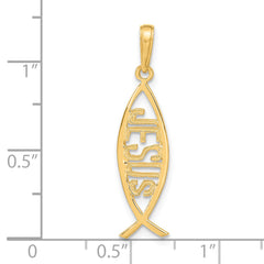 14K Ichthus Fish W/ JESUS Pendant