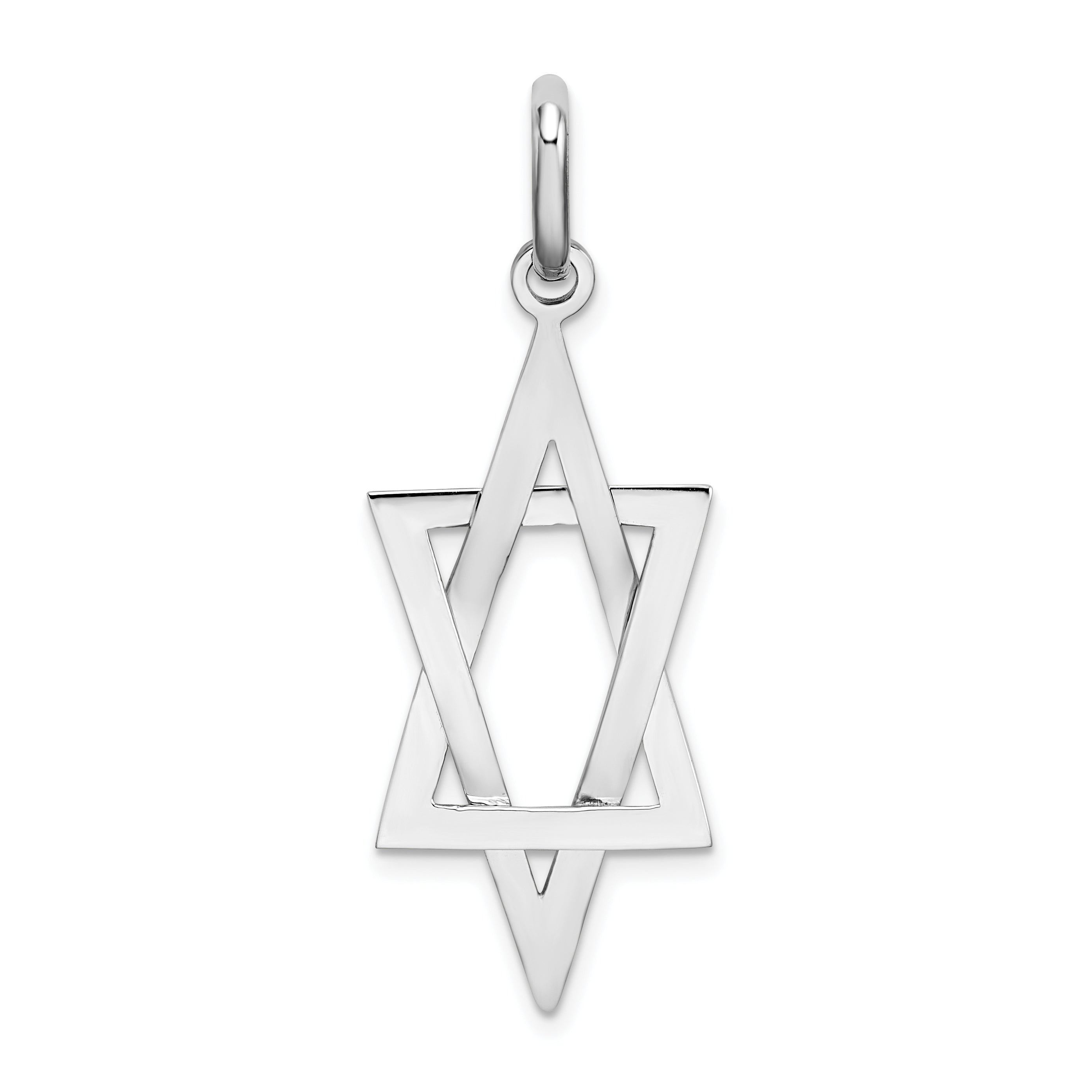 14K White Gold Elongated Star Of David Charm