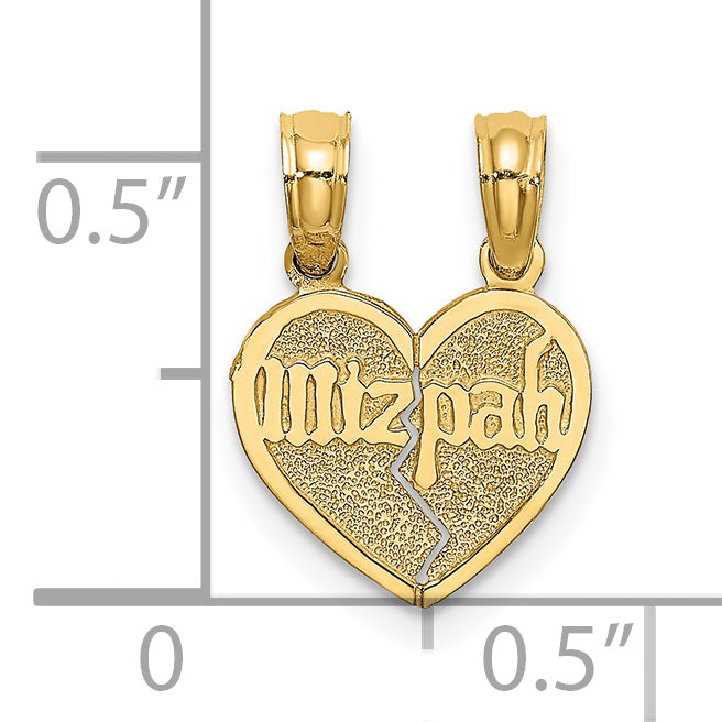 14K Reversible Break apart Mizpah Heart Charm