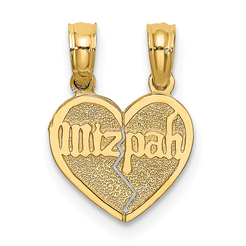 14K Reversible Break apart Mizpah Heart Charm