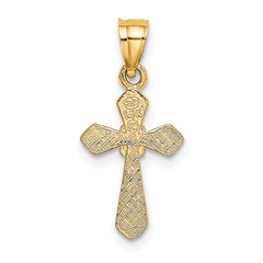 14K Small Cross w/Flower Charm