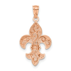 14K Rose Gold Fleur de Lis Pendant for Men with Polished Finish