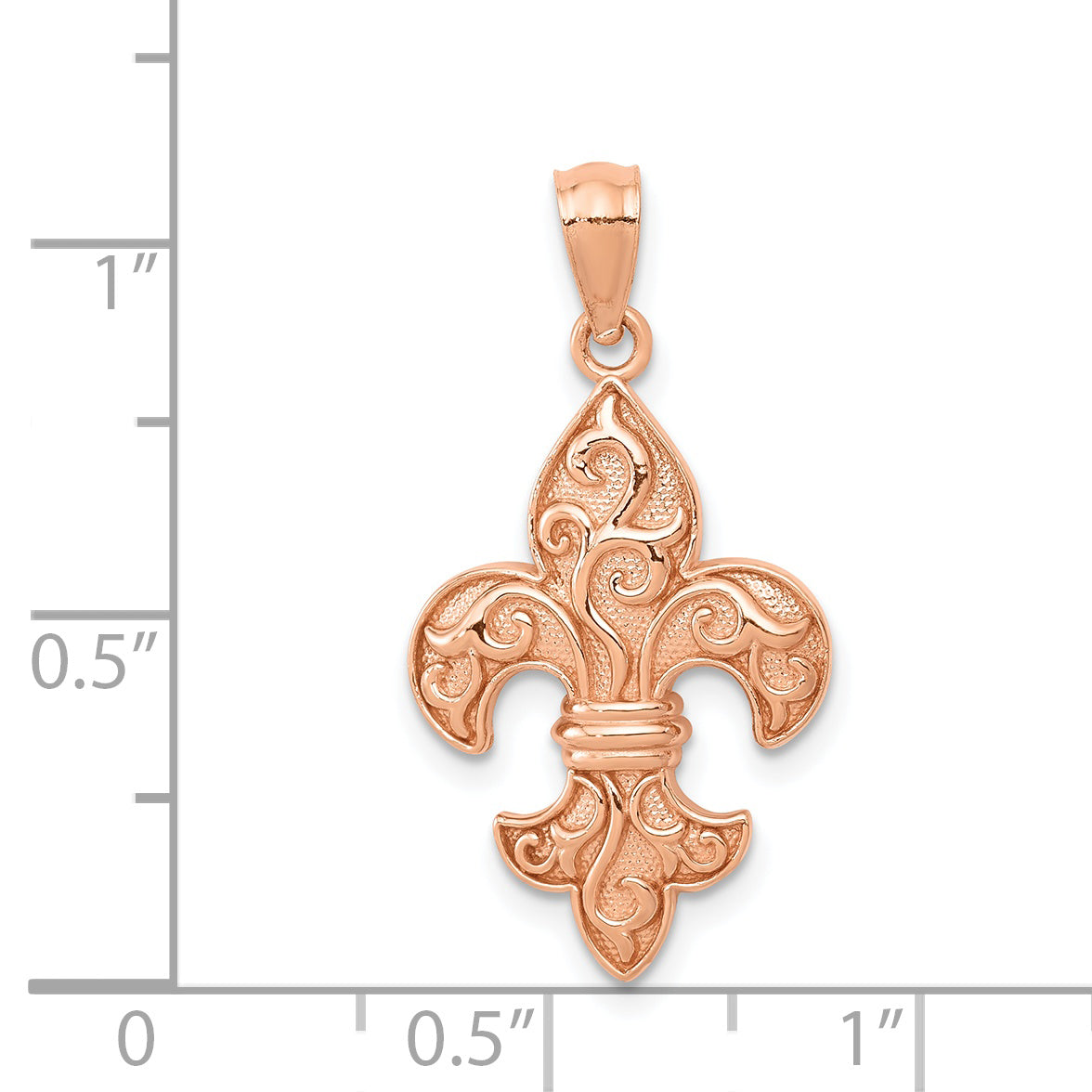 14K Rose Gold Fleur de Lis Pendant for Men with Polished Finish