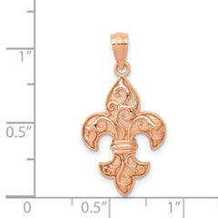 14K Rose Gold Fleur de Lis Pendant for Men with Polished Finish