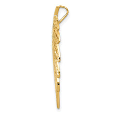 14k Yellow Gold Diamond Cut Leaf Chain Slide