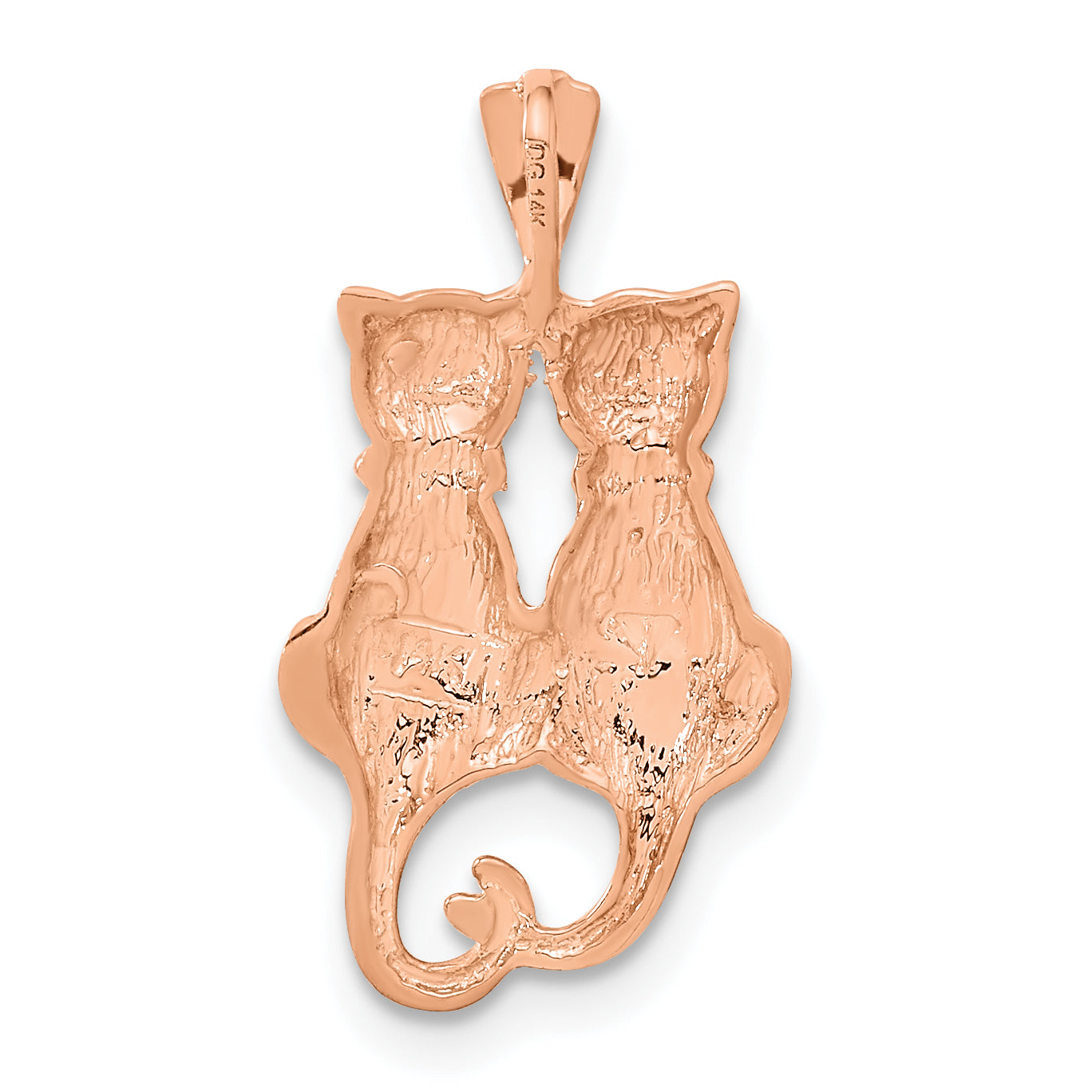 14K Rose Gold Cat Pendant with Polished & Textured Design Sophia Jewelers