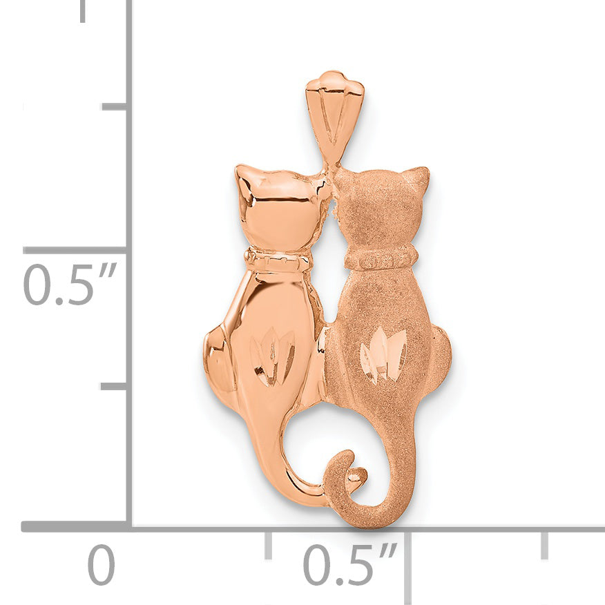 14K Rose Gold Cat Pendant with Polished & Textured Design Sophia Jewelers