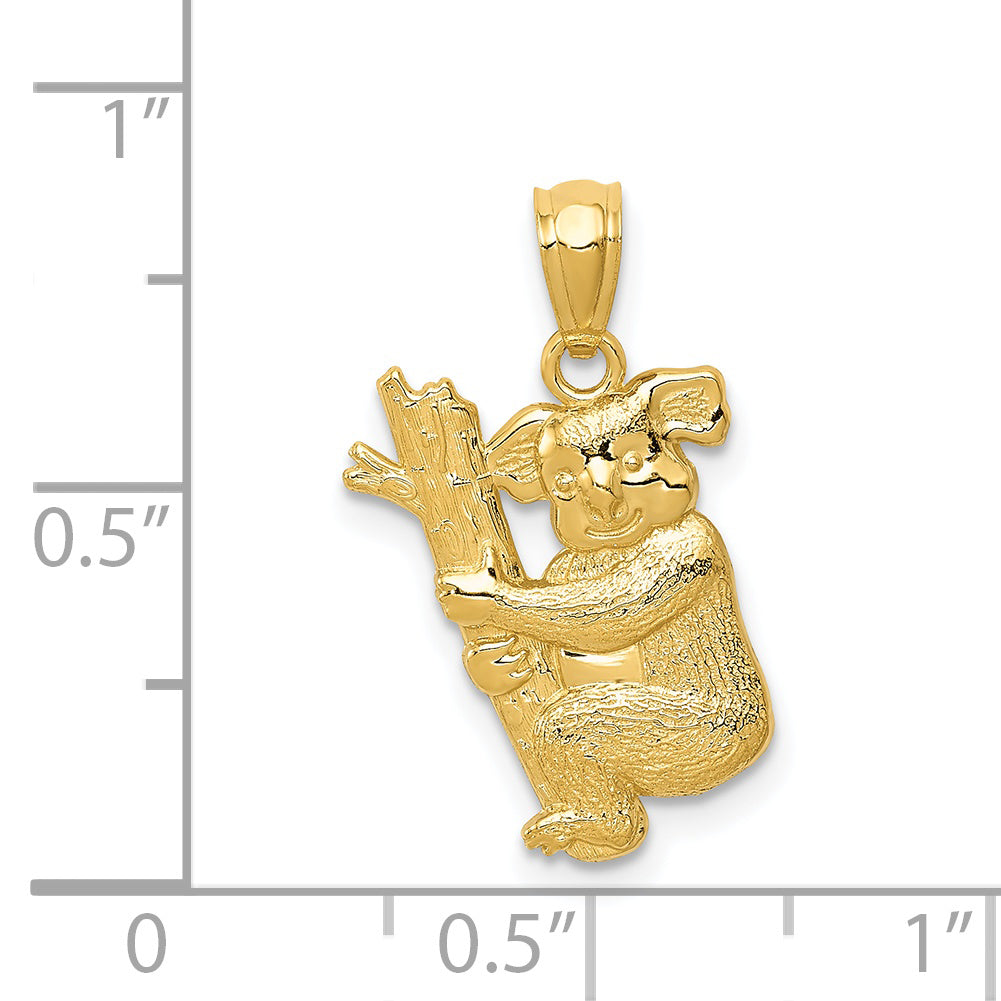 14k Yellow Gold Textured Koala Pendant