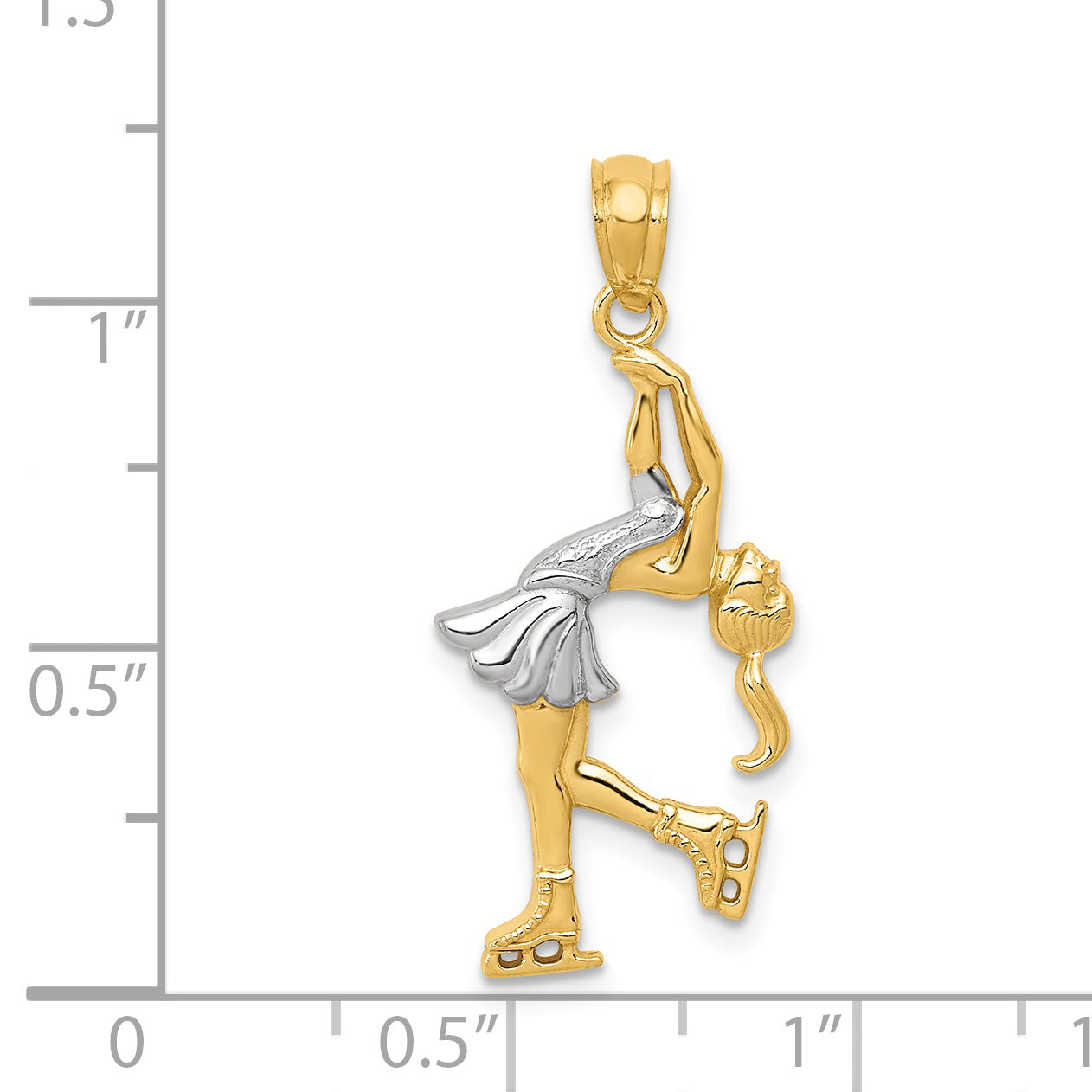 14K w/ Rhodium Ice Skater Pendant