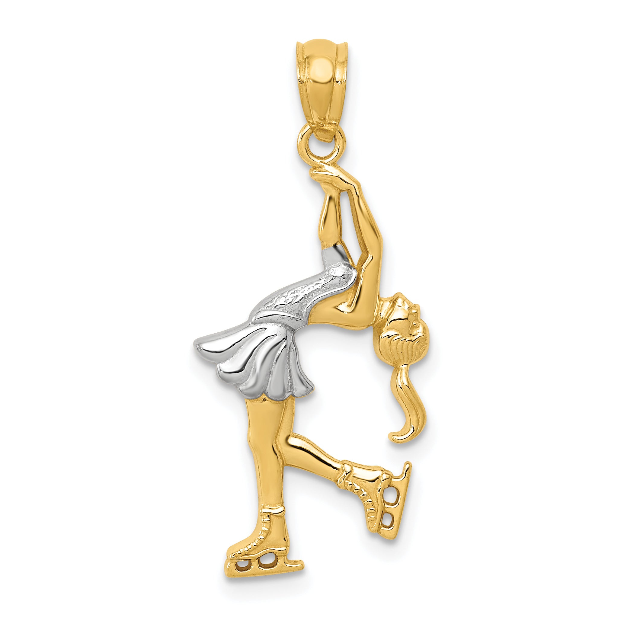 14K w/ Rhodium Ice Skater Pendant