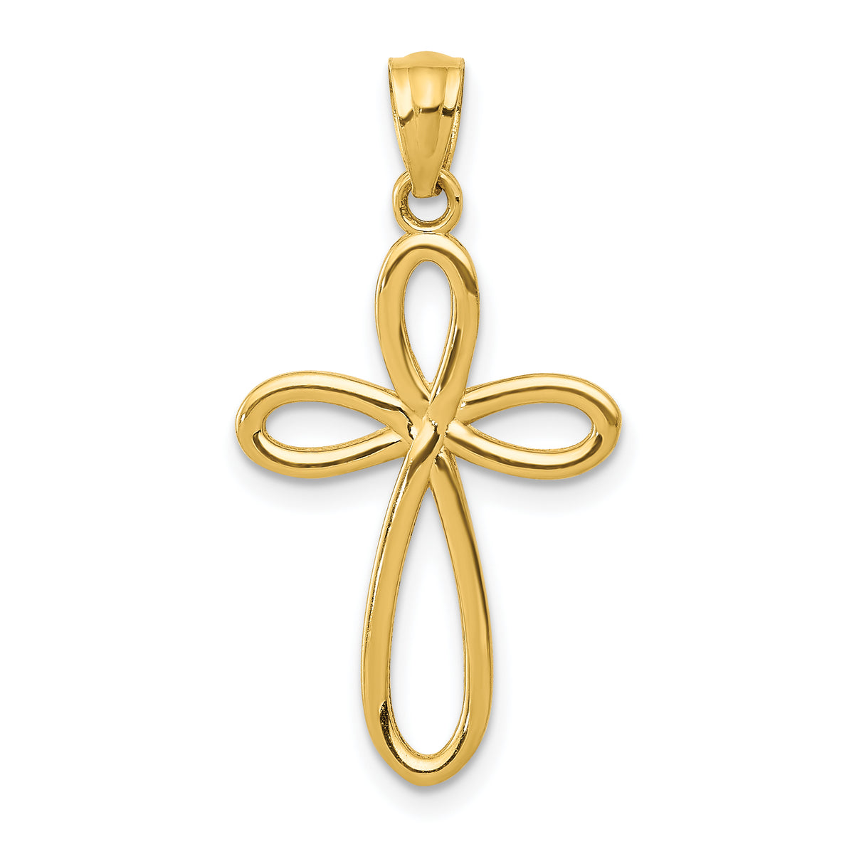 14k Yellow Gold Ribbon Cross Pendant